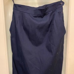 Yves Saint Laurent Navy Cotton Pencil Skirt